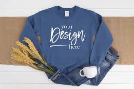 Download Gildan 18000 Sweatshirt Mockup Indigo Blue Clothing Mockup Shirt Mockup Gildan Sweatshirts