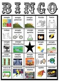 Bingo De La Energia Energy Bingo Spanish Science Activities Physical Science Vocabulary Cards
