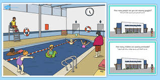 2,056 likes · 16 talking about this · 4,339 were here. Swimming Pool Scene And Question Cards Arabic Translation