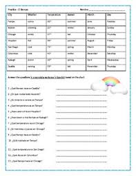 Ocean temperatures in the central and eastern tropical pacific ocean are warmer than average during this el niño winter, perhaps you get 13. Spanish Weather Temperature And Season Questions By Classroom Companero