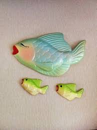 Vintage Chalkware Fish Wall Hanging Set Of 3 By Artdecodame 9 00 I Remember My Great Grandma Had A Set Of These In Fish Wall Decor Wall Hanging Wall Decor