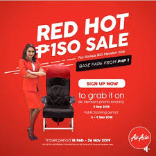 Airasia big sale 2019 promotional fares from rm12. Airasia Red Hot Piso Sale Booking From Sept 3 9 2018 Proud Kuripot