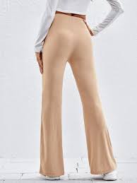 Laced pure merino wool khaki knit pants. Shein Flare Leg Rib Knit Pants Shein Eur