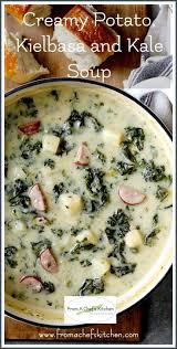 Creamy Potato Kielbasa And Kale Soup In 2020 Creamy Soup Recipes Kale Soup Kale Soup Recipes