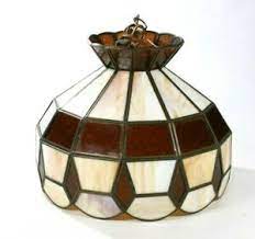 With the antique tiffany lamp base, will increase your home decorationinfinite charm. Vintage Brown Tan Stained Slag Glass Hanging Tiffany Style Light Chandelier Ebay