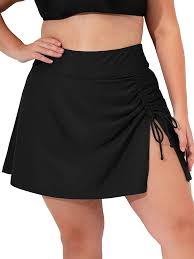 Women's Plus Size Swim Skirt Drawstring Swim Dress Built-in Brief Bottom -  Walmart.com