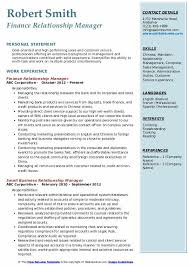 A relationship manager, or client relationship manager, is responsible for forming and maintaining connections relationship managers need experience in customer relationships or business relations management. Relationship Manager Resume Samples Qwikresume