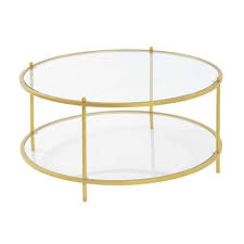 Sold and shipped by costway. Royal Crest 2 Tier Round Glass Coffee Table Gold Breighton Home Target