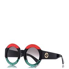 Gucci Acetate Round Gg0084s Sunglasses Black Red Green 245740 Buy gucci women's black classic logo round plastic sunglasses. gucci acetate round gg0084s sunglasses