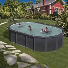 Piscine En Acier Anthracite Ovale Gre Capri Avec Epurateur De Sable Brycus