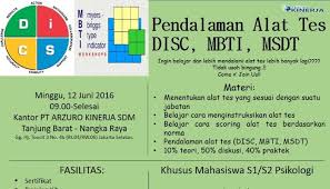 Check spelling or type a new query. Training Pendalaman Alat Tes Disc Mbti Msdt