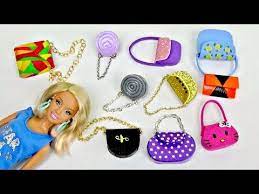 10 Diy Barbie Doll Miniture Purse Hand Bag 10 Diferent Styles 10 Easy Diy Youtube Barbie Dolls Doll Diy Crafts Barbie Accessories