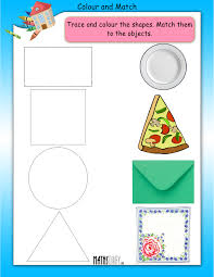 Shapes worksheets intended to help students lean the basic shapes; Colour And Match Math Worksheets Mathsdiary Com
