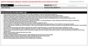Providing strategic advice across a variety of financial products and services. Personal Financial Advisor Job Description