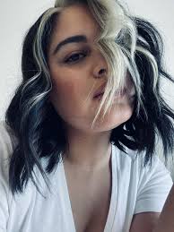 Hello megan, split dyed hair is a very cool idea and has been around for a few years. Blonde Front Streaks Black Hair Blonde Streak Black Hair Dye Blonde Front Streaks