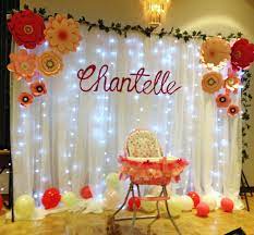 First Birthday Backdrop With Lights And Personalized Name Birthday Backdrop Light Backdrop Party Decorations
