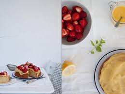 Lemon Cake With Lemon Curd And Strawberries Upside Down Cake Food Food Photo
