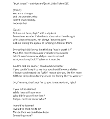 Tell me how i feel to be real. Trust Issues Lyrics Imgur