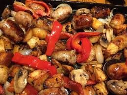 Sheet Pan Sausage Peppers Mushrooms And Potatoes Ground Italian Sausage Recipes Roasted Italian Sausage Stuffed Peppers