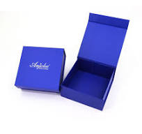 Premium Foil Stamping Custom Logo Blue Magnetic Closure Gift Box