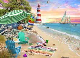 1000 piece beach themed puzzles · day at the beach puzzle by vermont christmas company ~ 1000 pieces · surfin' woody puzzle by white mountain puzzles ~ 1000 . Amazon Com Vermont Christmas Company Seaside Beach Jigsaw Puzzle 1000 Piece Toys Games