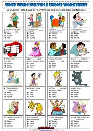 Sense Verbs Multiple Choice Esl Grammar Worksheet Learning English For Kids Senses Verb