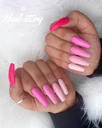 50 Shades Of Pink Gradient Pink Color Schemed Coffin Nails Nails Pink Acrylic Nails Arylic Nails Valentines Nails Different shades of nail polish flatter different skin tones. pink acrylic nails