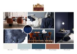 Le Bleu Marie Aux Teintes Terracotta Une Association Douce Et Elegante L Equipe Meriguet Carrere Vous So Deco Bleue Deco Chambre Noire Peinture Bleu Petrole