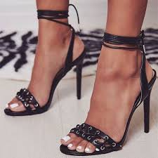 Black Ankle Strap High Heel Sandals Black Ankle Strap Sandals 5 Inches Stiletto Heels Office Shoes For Work Party Date Anniversary Going Stiletto Heels Fashion Shoes Black Fashion High Heels