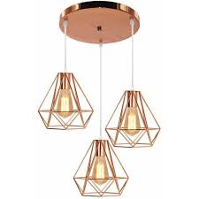 This abat jour metal graphic has 16 dominated colors, which include dim gray, white, spanish gray, mine shaft, black, light gray, rhino, avocado, copper rose, japanese violet. Suspension Diamant Lampe Plafonnier De Abat Jour Metal Or Rose Avec 3 Lampe Socle Double Corde