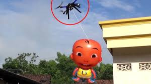 Eksperimen Drone Tarik Upin Balon Karakter Musik Instrument Lily Hello Kitty Balon Pokemon