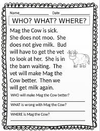 For each sample question your child will write the right question word at the beginning and a question mark at the end. Reading Comprehension With Wh Questions And Easy Inference Questions Set 2