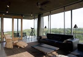 House On Cedar Hill With An Observation Tower Modern House Design Dallas House Stacked Stone Walls