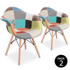 Es, principalmente, un sillón para el salón, aunque te encajará. Pack 2 Sillones Vintage Silla Comedor Cocina Diseno Patchwork Multicolor Mchaus