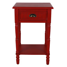 Decor Therapy Bailey Bead Antique Red Side Table Antique Red Finish In 2020 Decor Therapy Wood End Tables Decor