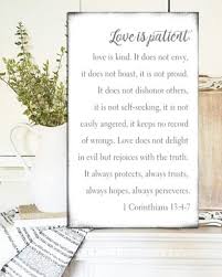 Love Is Patient Love Is Kind Wall Art Farmhouse Sign Easy Home Decor Home Decor Signs Love Is Patient