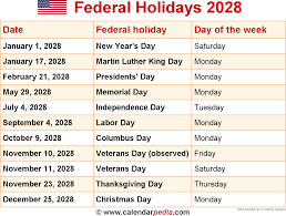New year's day 01 january 2021. Federal Holidays 2028