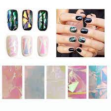 New 1pcs Holographic Shiny Laser Nail Art Foils Paper Candy Colors Glitter Glass Nail Sticker Decorations In Stickers Deca Foil Nail Art Foil Nails Diy Nails