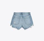 CURVED HIGH-WAISTED DENIM SHORTS