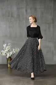 Black And White Polka Dot Maxi Skirt Skirt Maxi Linen Skirt Black Polka Dot Skrit With Pockets Flowy Skirt Long Skirt Flared Skirt Linen Skirt Wedding Skirt Linennaive Linen Skirt Maxi Skirt Pattern Long Skirt Pattern