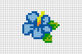 Make this adorable c2c crochet project following the written instructions or download the pdf. Blue Hibiscus Pixel Art Pixel Art Grid Pixel Art Pattern Pixel Art