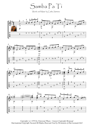 Samba Pa Ti Guitar Solo Music Score Download Guitar Tabs Songs Guitar Solo Guitar Sheet Music