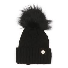 Betty jackson.black designer dark cream chunky knit bobble hat. Holland Cooper Cable Knit Faux Fur Bobble Hat Masdings