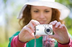 Donne Con La Macchina Fotografica Del Giocattolo Fotografia Stock