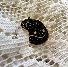 Enamel Pin Gold Black Cat Enamel Pin Enamel Pin Galaxy Cat Cat Enamel Pin Cat Pin Space Cat