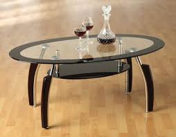 Elena Oval Black Border Glass Coffee Table With Undershelf Glass Coffee Table Simple Coffee Table Black Glass Coffee Table
