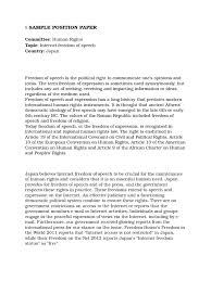 No position papers will be accepted after 4:59 p.m. M U N Position Paper Freedom Of Speech Human Rights