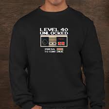 Camiseta de nivel completo 40 desbloqueada, top vintage gótico para . 40th Birthday Level 40 Unlocked Video Gamer Funny Shirt Fantasywears