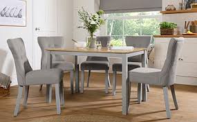 Oak extending dining table and grey chairs with chrome. Grey Dining Sets Dining Tables Chairs Furniture And Choice