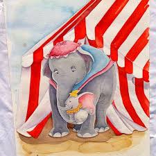 Fine Art Quality Print Of Dumbo Mrs Jumbo Multiple Etsy Disney Canvas Paintings Disney Dumbo Disney Art
